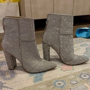 Steve Madden Sparkling Silver Ankle Booties